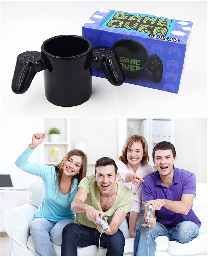 Ceramic Game Over Coffee Mug Creative 3D Game Controller Handle Cup For Home Office Game Boy Best Gift