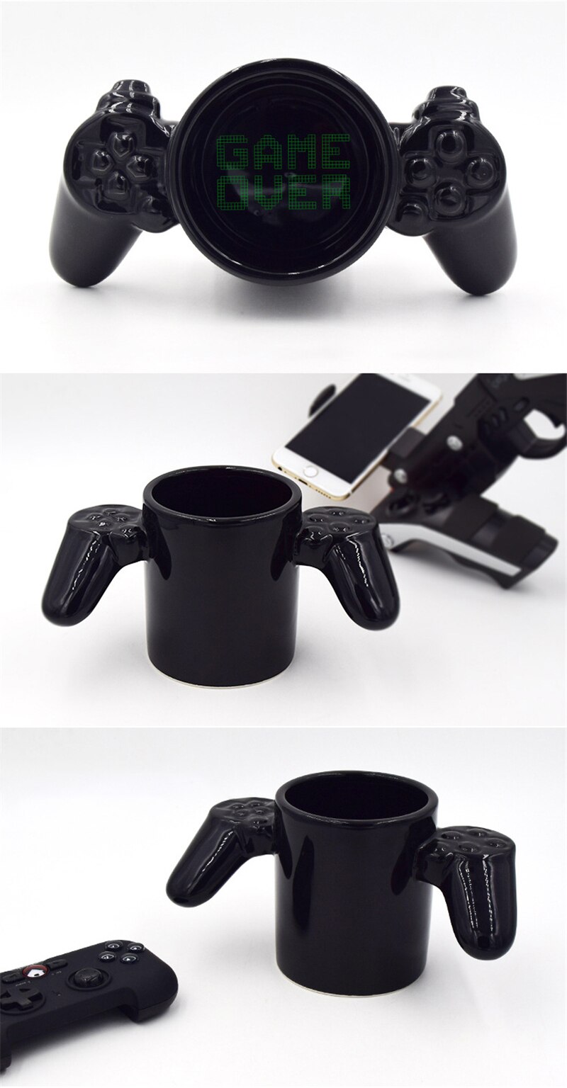 Ceramic Game Over Coffee Mug Creative 3D Game Controller Handle Cup For Home Office Game Boy Best Gift