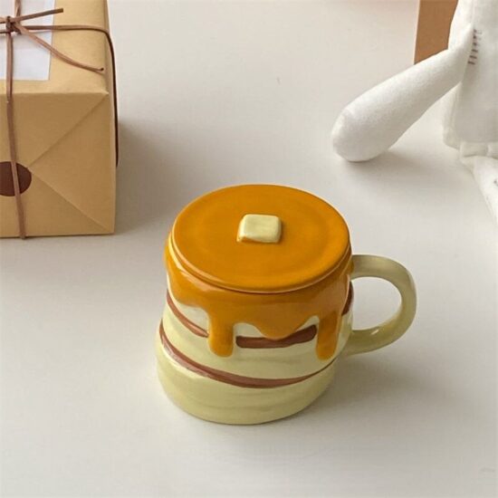 Honey Muffin Ceramic Mug with Cover Coffee Cup Milk Cup Cute Cartoon Three-dimensional Cup - Image 2