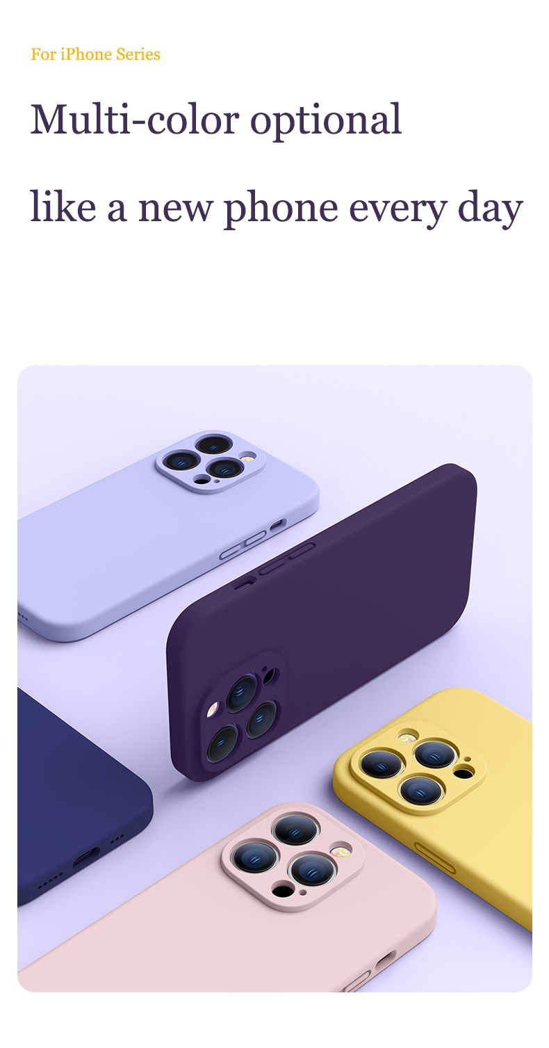 Phone Case For iPhone UTOPER Square Liquid Silicone With Microfiber Strong Protection Back Cover