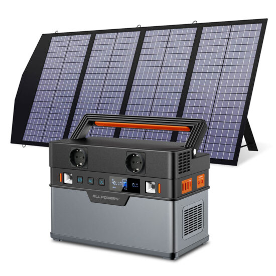 Solar Generator, 110V/220V Portable Power Station Mobile TV Emergency Backup Power With 18V Foldable Solar Panel Charger