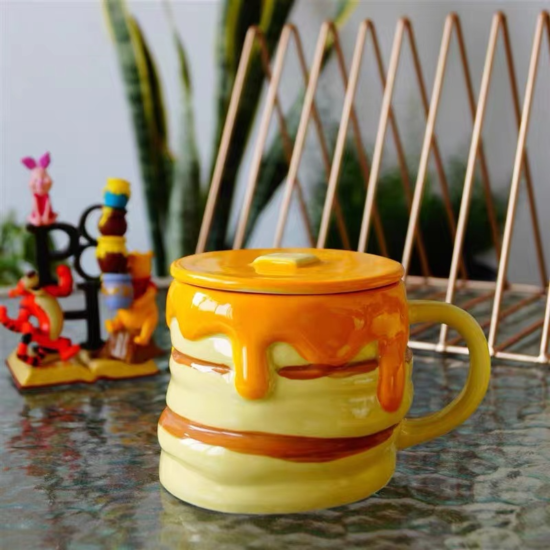 Honey Muffin Ceramic Mug with Cover Coffee Cup Milk Cup Cute Cartoon Three-dimensional Cup - Image 5