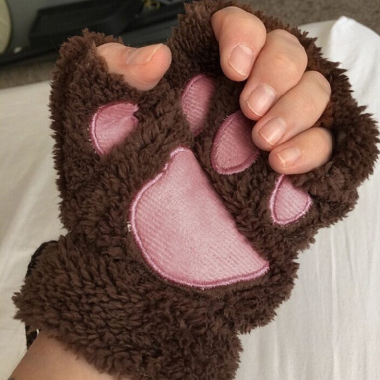 ⁦Fashion Girls Lovely Cat Warm Soft Short Fingerless women Leisure Bear Cat Gloves Half Finger Gifts⁩ - الصورة ⁦4⁩