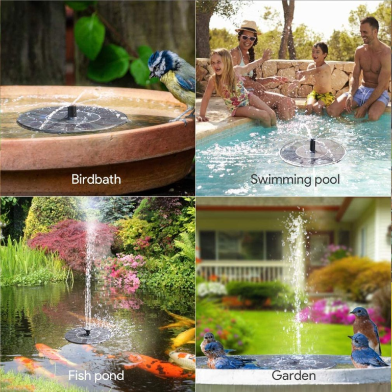 LED Solar Fountain Pump with 8 Color Lights for Pool 3000mAh Battery for Garden,Pool birds kids play - Image 2