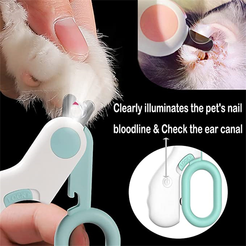 مقص أظافر الحيوانات المهني مع مقص ضوء ليد Professional Animal Nail Clipper With Led Light Scissors