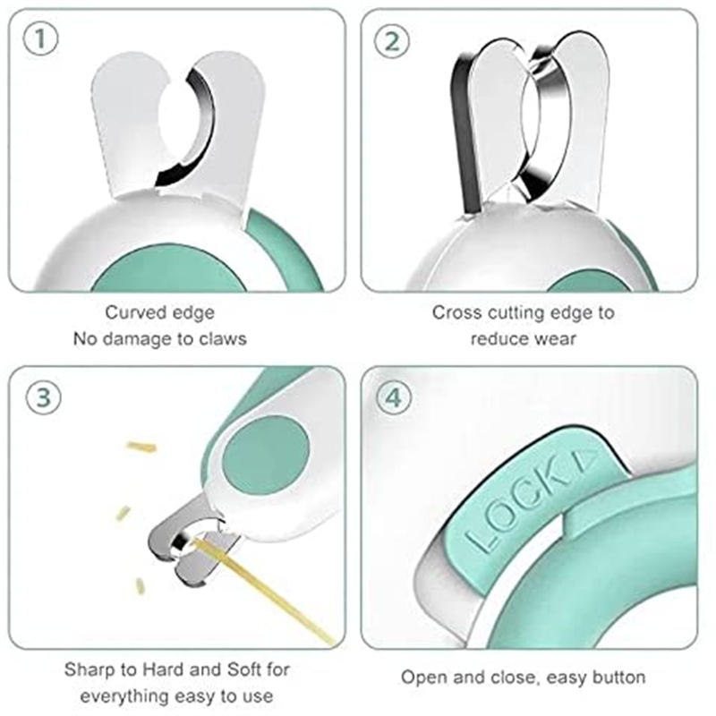 مقص أظافر الحيوانات المهني مع مقص ضوء ليد Professional Animal Nail Clipper With Led Light Scissors