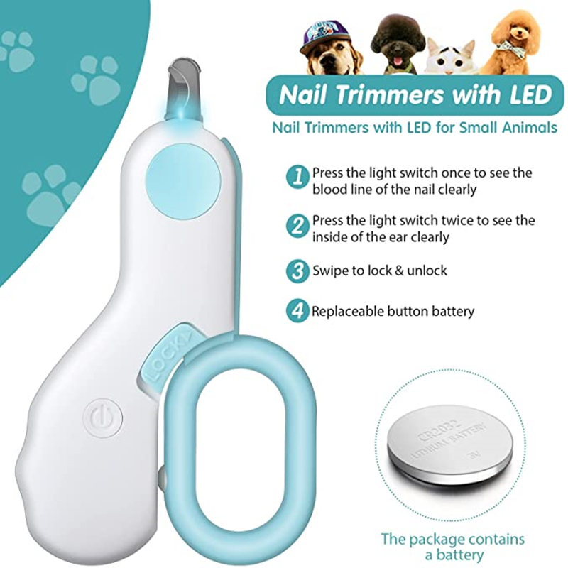 مقص أظافر الحيوانات المهني مع مقص ضوء ليد Professional Animal Nail Clipper With Led Light Scissors