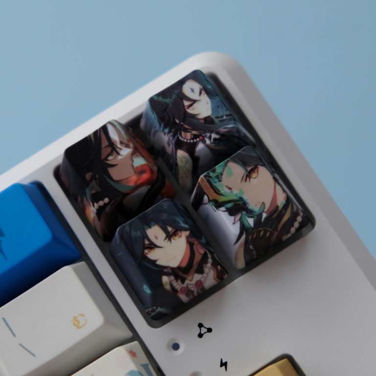 Mechanical Keyboard Keycap 4pcs Game Anime Characters Keycap Genshin Impact PBT Sublimation R4 Cherry OEM Profile - Image 4