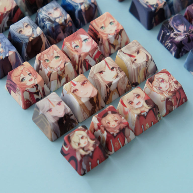 Mechanical Keyboard Keycap 4pcs Game Anime Characters Keycap Genshin Impact PBT Sublimation R4 Cherry OEM Profile - Image 3