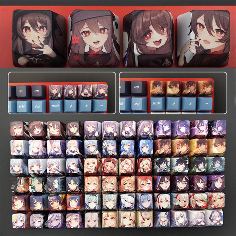 Mechanical Keyboard Keycap 4pcs Game Anime Characters Keycap Genshin Impact PBT Sublimation R4 Cherry OEM Profile