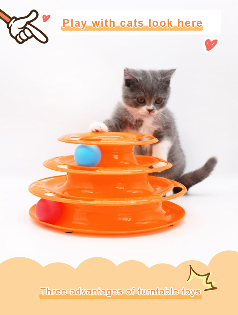 Interactive Tower Cat Toy Turntable Roller Balls Toys for Cats Kitten Teaser Puzzle Track Toy Pets Training Supplies Accessories