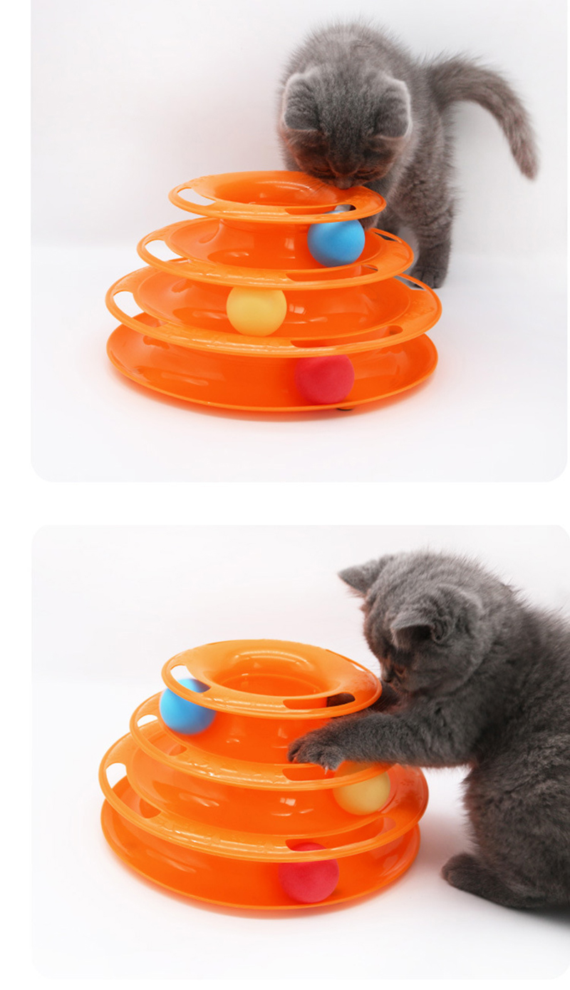 Interactive Tower Cat Toy Turntable Roller Balls Toys for Cats Kitten Teaser Puzzle Track Toy Pets Training Supplies Accessories