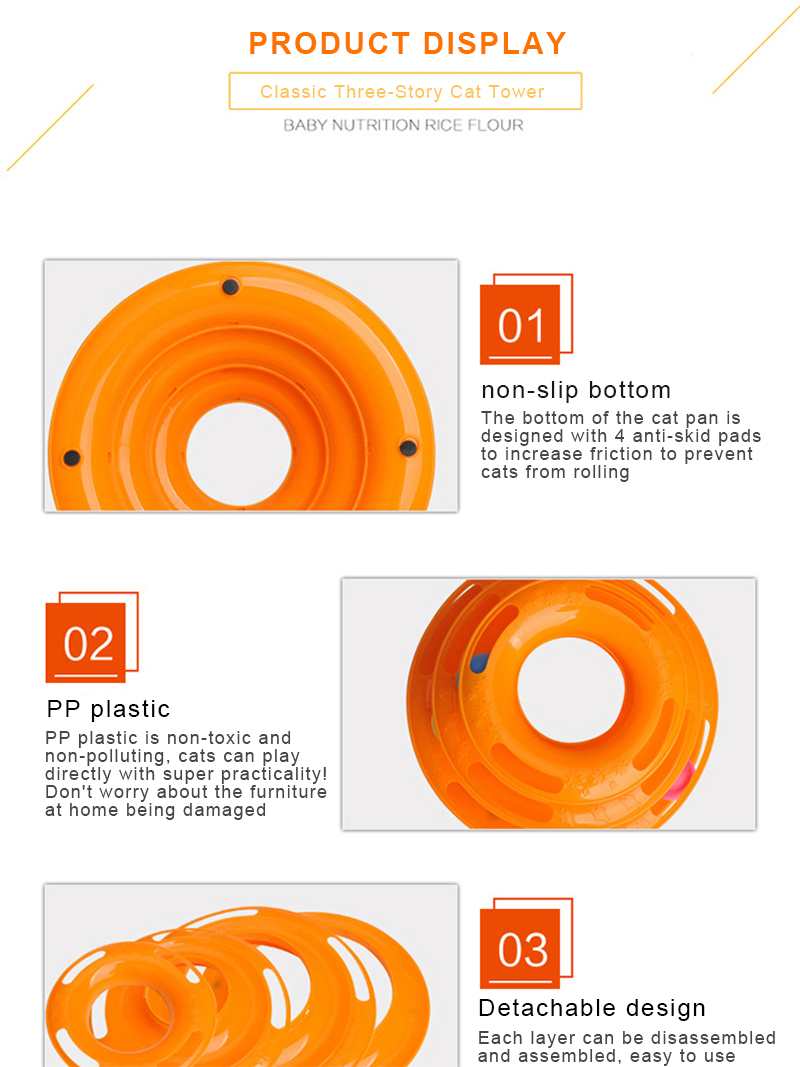 Interactive Tower Cat Toy Turntable Roller Balls Toys for Cats Kitten Teaser Puzzle Track Toy Pets Training Supplies Accessories