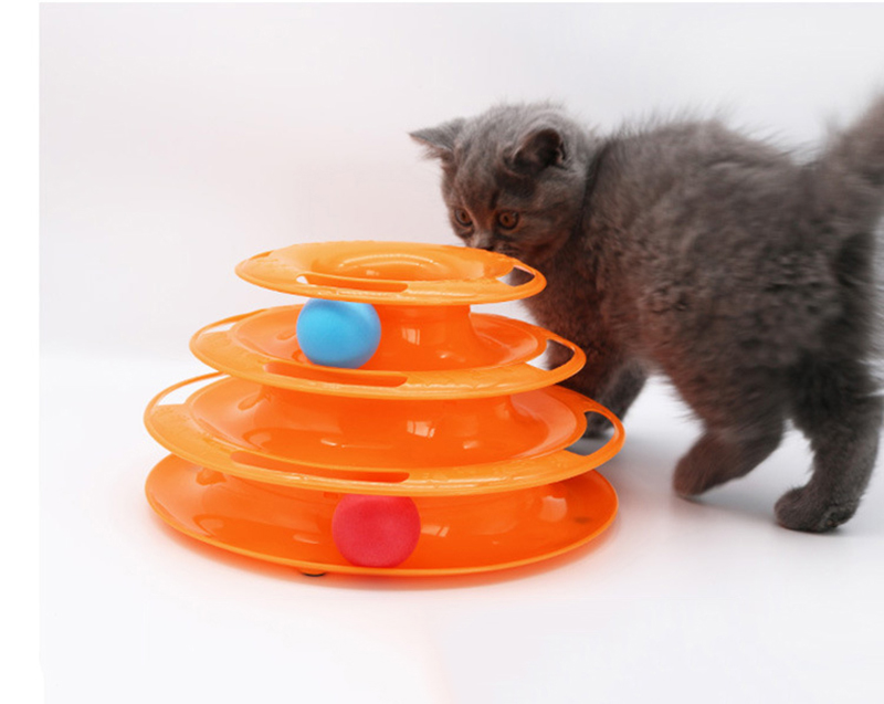 Interactive Tower Cat Toy Turntable Roller Balls Toys for Cats Kitten Teaser Puzzle Track Toy Pets Training Supplies Accessories