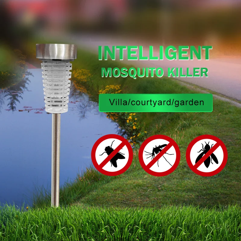 Solar Anti Mosquito Lamp LED Fly Killer Stainless steel Bug Trap Rainproof Outdoor For Garden Insect Exterminator - Image 2