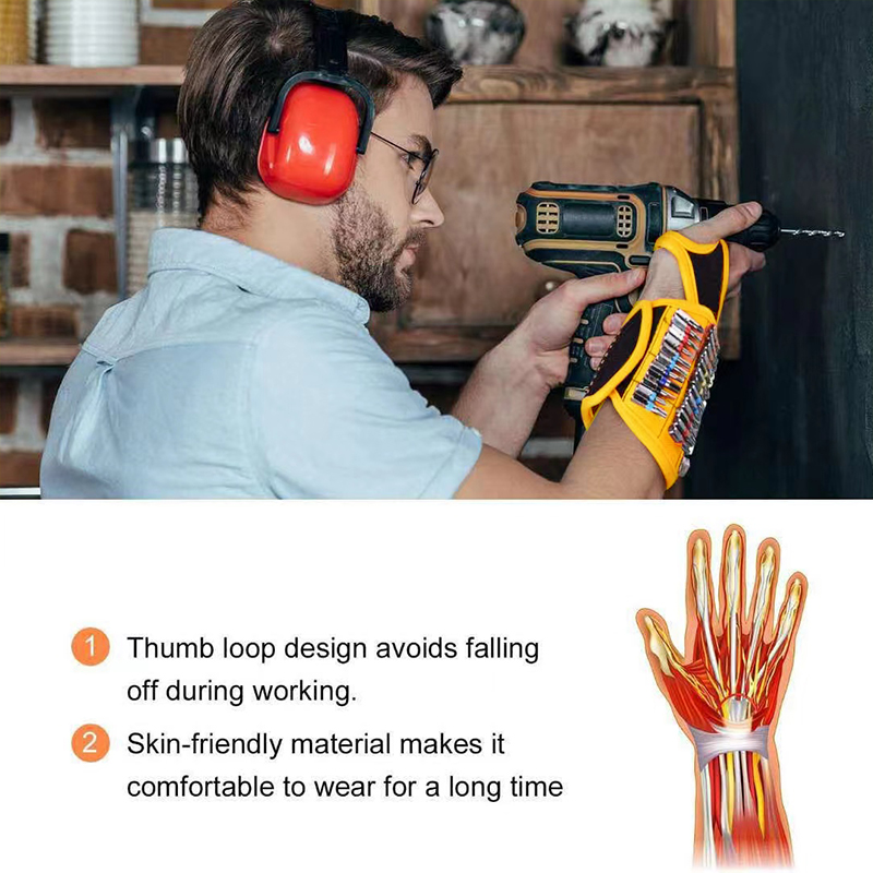 Magnetic Wristband Holds Nails, Drill Bit. Gift for Father, Boyfriend Magnetic Wristband Holds Nails, Drill Bit. Gift for Father, Boyfriend