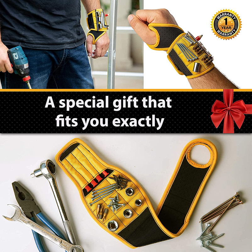 Magnetic Wristband Holds Nails, Drill Bit. Gift for Father, Boyfriend Magnetic Wristband Holds Nails, Drill Bit. Gift for Father, Boyfriend