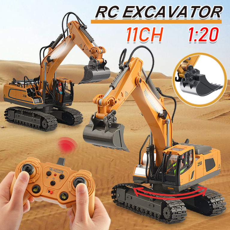 Digger Truck For children And Adult 2.4Ghz 11 Channel 1:20 Rc Excavator Toy Engineering Car Alloy and Plastic Remote Control