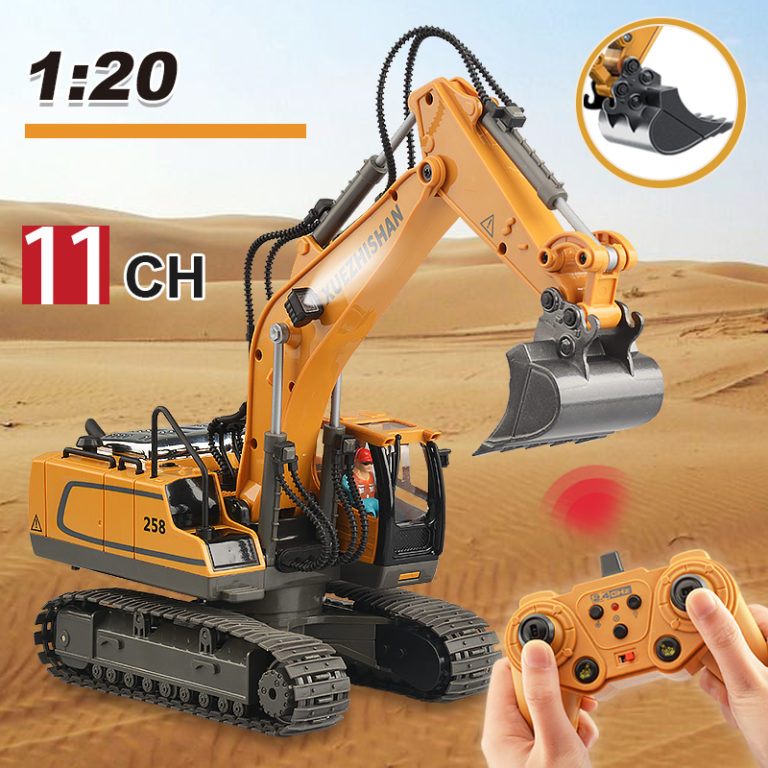 Digger Truck For children And Adult 2.4Ghz 11 Channel 1:20 Rc Excavator Toy Engineering Car Alloy and Plastic Remote Control - Image 2