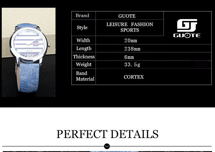 Famous Brand Stripe Star Casual Quartz Watch Fabric Lether Ladies Hour