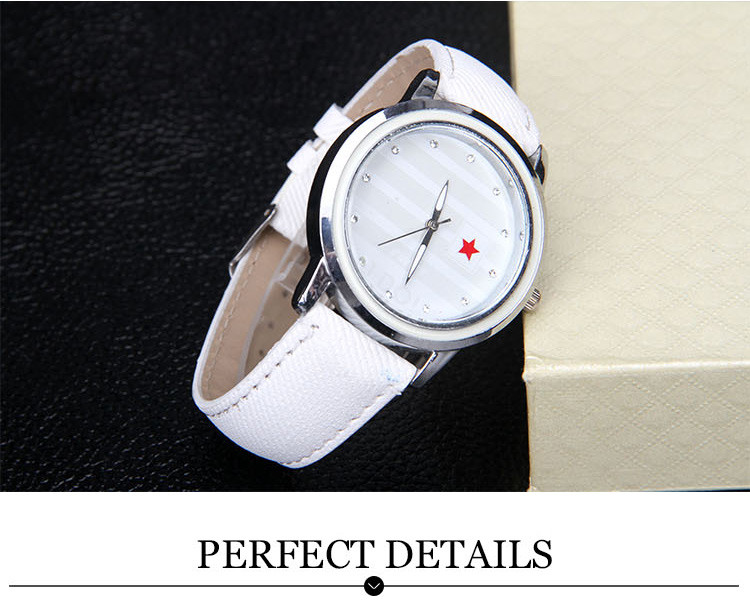 Famous Brand Stripe Star Casual Quartz Watch Fabric Lether Ladies Hour