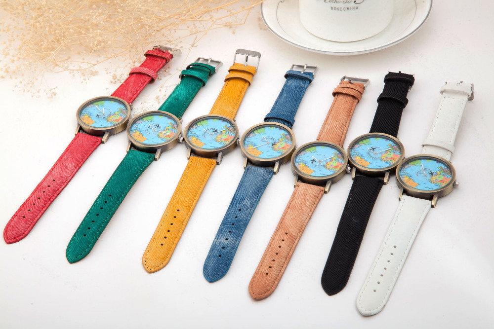 New Fashion Casual Quartz Watch Jean Fabric Leather