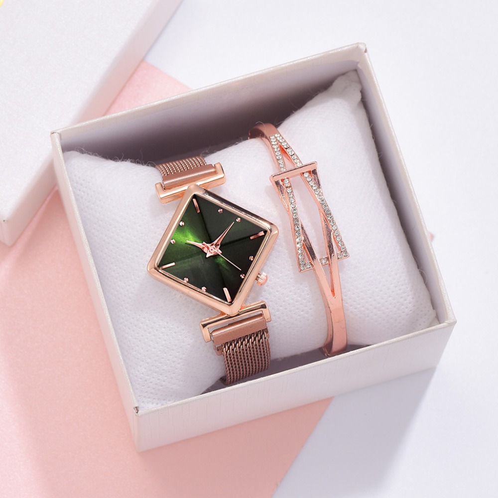 Square Watch Luxury Ladies Quartz Magnet Buckle Gradient Color Watches Relogio Feminino For Gift Clock