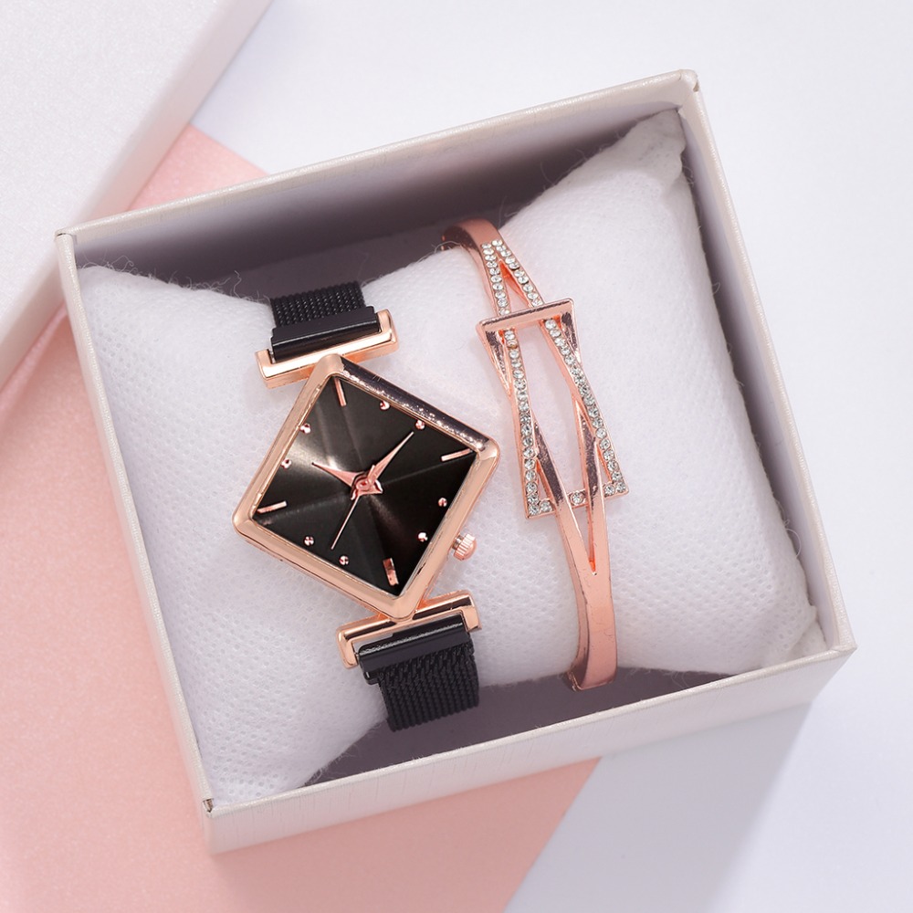 Square Watch Luxury Ladies Quartz Magnet Buckle Gradient Color Watches Relogio Feminino For Gift Clock