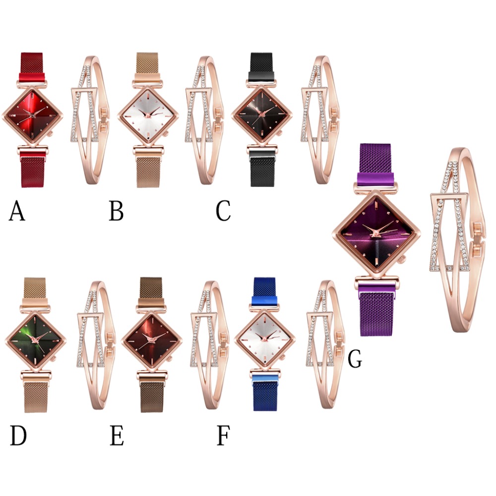 Square Watch Luxury Ladies Quartz Magnet Buckle Gradient Color Watches Relogio Feminino For Gift Clock