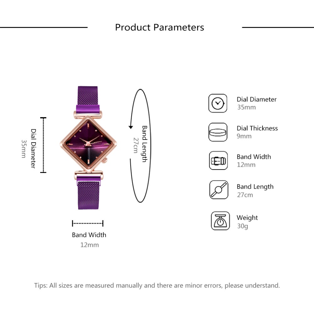 Square Watch Luxury Ladies Quartz Magnet Buckle Gradient Color Watches Relogio Feminino For Gift Clock