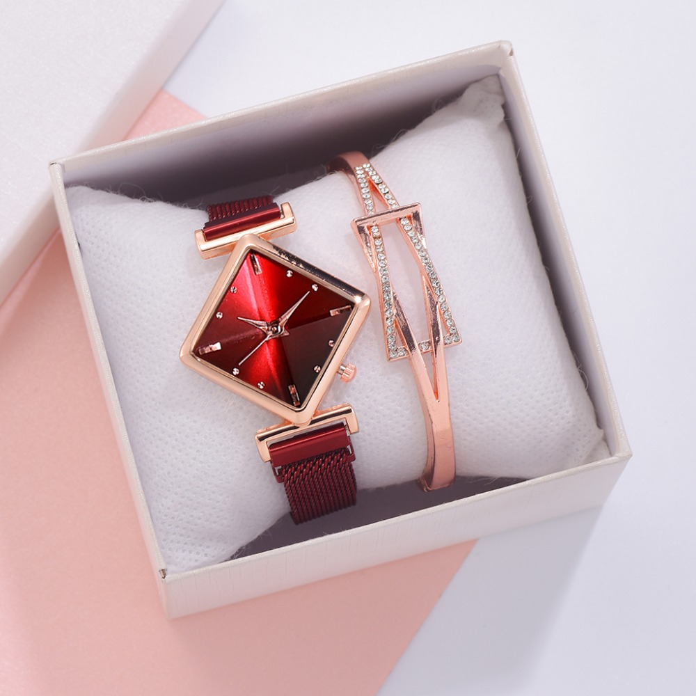 Square Watch Luxury Ladies Quartz Magnet Buckle Gradient Color Watches Relogio Feminino For Gift Clock