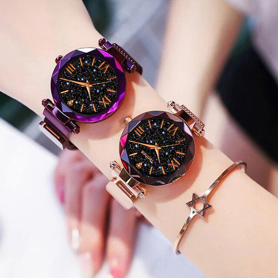 Fashion Starry Sky Watches Magnet Diamond Quartz For Dress