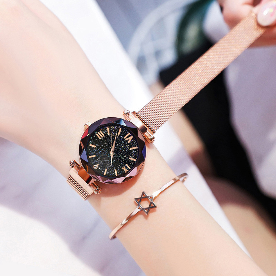 Fashion Starry Sky Watches Magnet Diamond Quartz For Dress