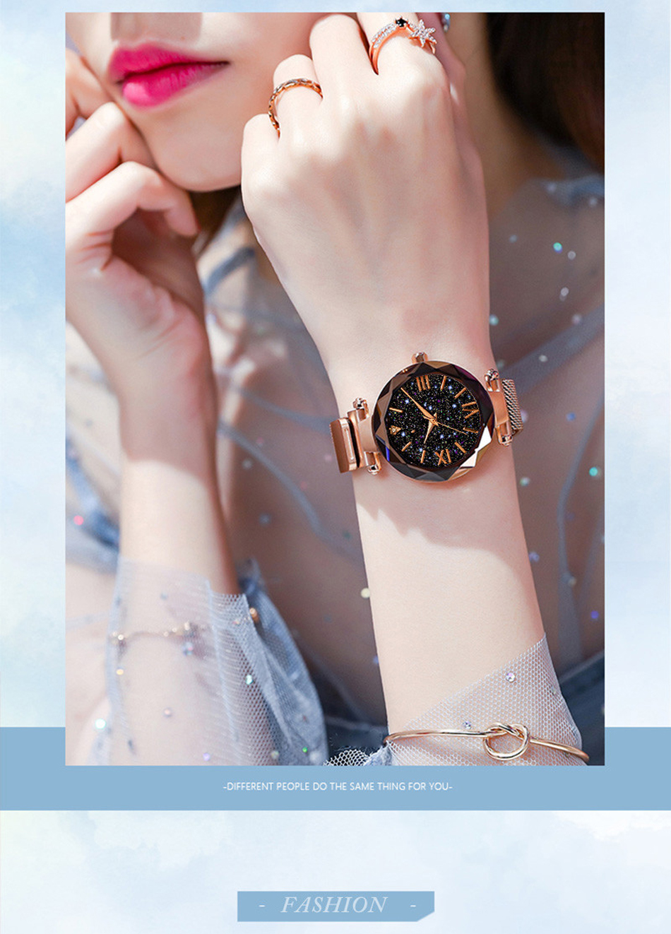 Fashion Starry Sky Watches Magnet Diamond Quartz For Dress