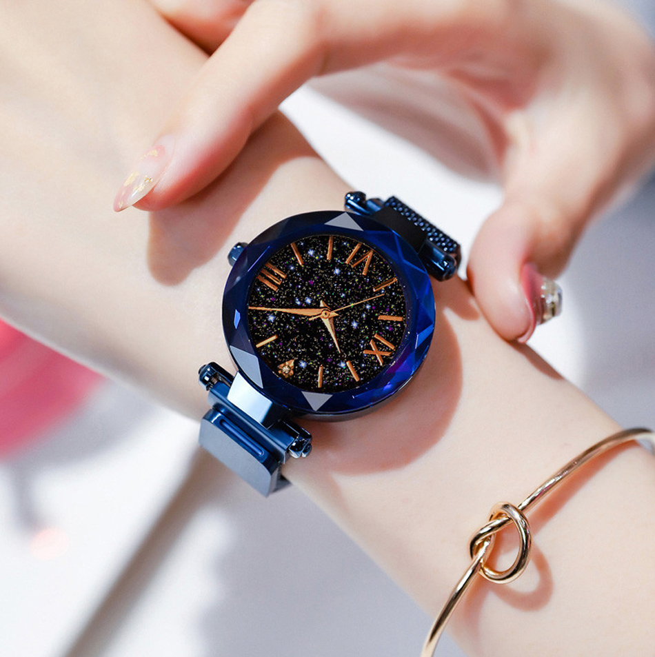 Fashion Starry Sky Watches Magnet Diamond Quartz For Dress