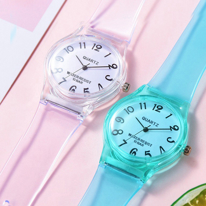 silicone jelly quartz watch transparent eco-friendly for student girls men