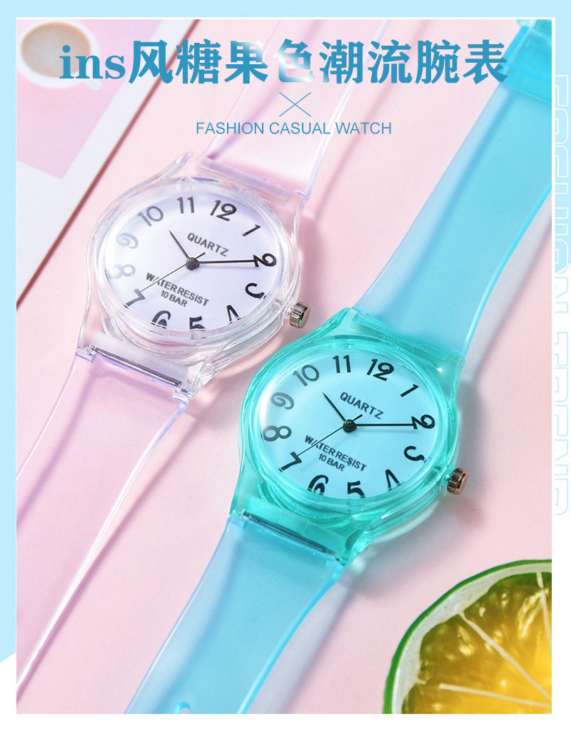 silicone jelly quartz watch transparent eco-friendly for student girls men