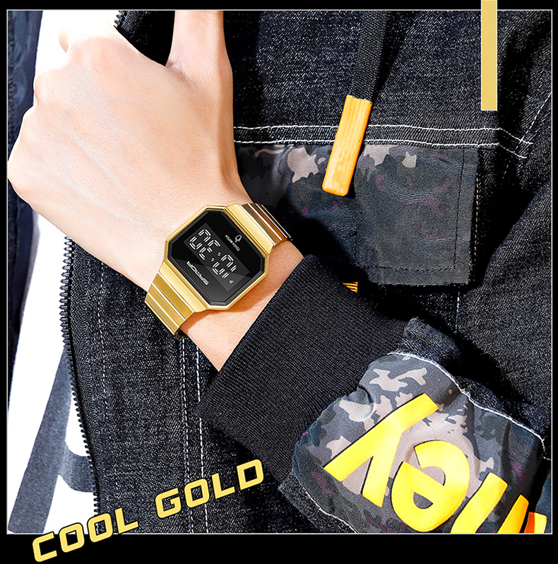 SANDA Electronic Watch New Fashion For Men And Women LED Light touch Square Screen Waterproof