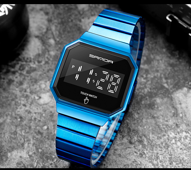 SANDA Electronic Watch New Fashion For Men And Women LED Light touch Square Screen Waterproof