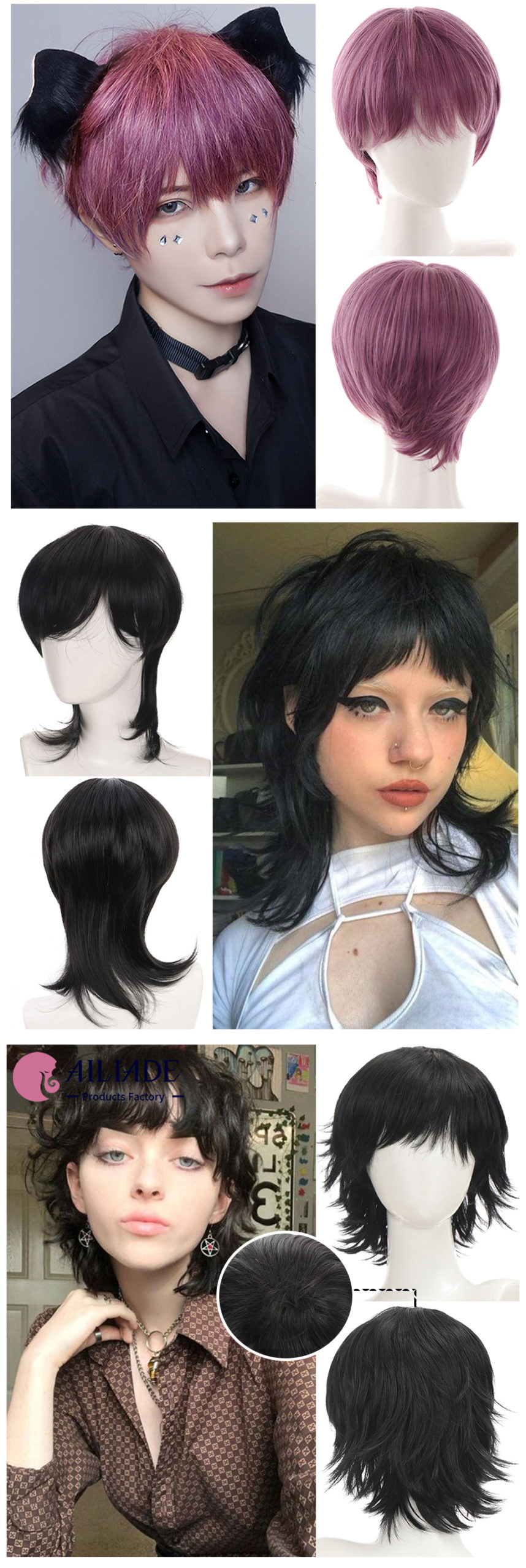Synthetic Short Curly Wigs From AILIADE for Men Boys Girls Blonde Blue Dark Green Hair Heat Resistant Daily Party Anime Cosplay Wig Synthetic Short Curly Wigs From AILIADE for Men Boys Girls Blonde Blue Dark Green Hair Heat Resistant Daily Party Anime Cosplay Wig